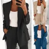 Dwuczęściowe spodnie damskie Kurtka dla Lady Women Blazer Faux Pockets Długie rękawy guziki Eleganckie