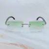 Orijinal Buffalo Boynuzlu Güneş Gözlüğü Carter Tasarımcısı Rimless Sunglass Erkekler ve Kadınlar İçin Yeni Elmas Kesim Gölleri Gözlük Gözlükleri