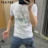 メンズTシャツメンズファッションTシャツスパンコールデザインカラフルな男性Tシャツ2023新しい夏の男服マーセル化された綿レターヒョウ印刷物Z0221