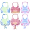 Women's Tanks Sexy Halter Tank Tops Backless Women Summer Crop Top 2023 Slim Tie Dye Stripes Casual Streetwear Cotton