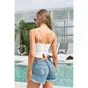 Shorts pour femmes Sexy femmes été Denim Jeans grande taille mince bord en dentelle taille haute fermeture éclair butin Club fête plage string pantalon