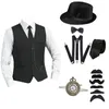 Men's Suits Slim Fit, Suits for Men, Buttons Solid Jacket Vintage Vest with Tie, Men Suits Prom props Hat Set 8pcs plus size