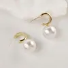 Boucles d'oreilles classiques en forme de C en cuivre et métal géométrique pour femmes, cadeau de fête de vacances, bijoux à la mode, accessoires d'oreille E122