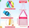 Mesh Seashell Beach P￥sar f￶rvaring Kids F￤rgglada Shell Collection Bag Outdoor Beach Parent Child Aktiviteter Snabbt torrt￤t med justerbara b￤rband M L L