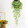 Fiori decorativi Piante artificiali Viti Appeso a parete Rami di fiori in rattan Giardino esterno Decorazione domestica Plastica Seta finta Verde