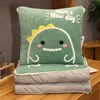 Cartoon Throw Pillow Quilt Dual-Use Plush Handduk broderad soffa kudde f￤llbar kastkudde filt E06