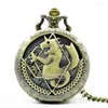 Pocket horloges full metal alchemist horloge ketting ketting heren kwarts roestvrij staal holle vrouwen geschenken