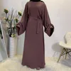 Ethnic Clothing Dubai Abaya Kaftan Women Long Sleeve Cocktail Party Muslim Robe Gown Arab Vestidos Solid Color Femme Ramadan Loose Dress