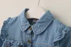 Camicie per bambini Camicia estiva in cotone per ragazze vestiti casual con volant in denim camicetta per bambini bambina neonata top a manica lunga per bambini capispalla primavera 230220