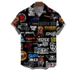 Chemise décontractée pour hommes à manches courtes à manches courtes Hawaiian 3D Imprimé de style rock hip-hop surdimensionné