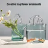 Vases Creative Clear Glass Fish Tank Decoration Bubble Flower Handbag Bag Jar For Table Centerpieces Floral Arrangement 230221