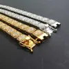 New Brass Cz Diamond Chains Iced Out Luxury Hip Hop Jewelry 10mm Baguette Square Cuban Chain Gold Plated Necklace for Women Men