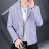 Heren Jackets Koreaanse mode gestreepte casual jas Men Business Social Outswear Coats Suite Collar Streetwear Wind Breaker Clothing