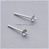 Bead Caps Wholesale S925 Sterling Sier Earring Posts Stud Earrings M Small Setting Pearl Cup Accessories For Jewelry Diy Dhfne