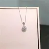 Anhänger Halsketten 925 Sterling Silber Zirkon Runde Halskette Weibliche Mode Taube Ei Einzelnen Diamant Schlüsselbein Kette Geburtstag Geschenk