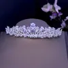 Tiaras Nowe przybycie Oszałamiające zabytkowe zabytkowe ustawienie liści sześcienne cyrkon ślub Tiara cZ królowa Królowa księżniczki Pageant Crown Z0220