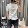 Herr t-shirts sommar ny bomull kort ärm t-shirt manlig mode tiger huvud varm diamant runda nacke casual tees botten topp mens kläder z0221