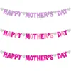 Happy Mother's Day Pull Flag Paper Outdoor Indoor Party Decoration Letter Banners Glitter Heart Mother's Day Hanging Banner Feliz Dia De La Madre Tire De La Bandera