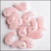 Charms 16X29Mm Natural Stone Pink Quartz Magatama Charm Pendants For Jewelry Necklace Marking Drop Delivery Findings Components Dhbav