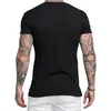 Erkek Tişörtleri Erkek Tişört Spor Salonu Fitness Sıradan Şeritli Kısa Kollu Tees Üstler Egzersiz İnce Uygun Düz Renk Yuvarlak Boyun Tişört