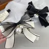 S3453 Fashion Jewelry Big Bow Sweet Head Grab Bowknots Hair Clip For Women Net Yarn Faux Pearl Dangle Barrettes Hairpin Hairclip