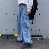 Męskie dżinsy męskie dżinsy Y2K American Retro Street Multi-Pieszenia dla mężczyzn i kobiet Autumn Winter Trend Funkcjonalne swobodne spodni Z230728