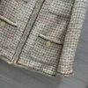 Women's Jackets High-end Brand Tweed Jacket For Women Spring Fall O-neck Long Sleeve Slim Jacquard Four Pocket Colorful Woven Outerwears