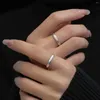 Wedding Rings Romantisch Sterling Silver 925 Een paar voor mannen Women Open verstelbare geometrische drie diamanten ring Fijne sieraden