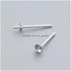 Bead Caps Wholesale S925 Sterling Sier Earring Posts Stud Earrings M Small Setting Pearl Cup Accessories For Jewelry Diy Dhfne