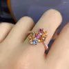Cluster anneaux kjjeaxcmy fine bijoux s925 sterling argent incrusté naturel tourmaline girl ring ring soutien test chinois style