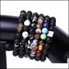 Bedelarmbanden 8 mm zwarte lava steen zeven chakra's genezende kralen armband vrouwen mannen energie boeddha sieraden drop levering dhnup