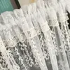 Curtain 1pcs Embroidered Flowers Half With Tassels Mesh Lace Tube Valance For Kitchen Deco Cafe Window Size Customize