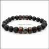 Bedelarmbanden houten kralen 8 mm zwarte lava stenen kralen armband etherische olie diffuser vulkanische rock boeddha yoga hand strings juwelen dhzco