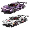 Elettroplaccatura viola Apolloed Super Sports Car Building Blocks MOC T5012 3668pcs High-Tech Modello RC Assemblaggio Mattoni Giocattoli di compleanno per bambini Regali di Natale