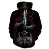 Men's Hoodies KISSQIQI Men Hoodie 3D Printed Fashion Fully Casual Spring Skull Maximum Size 5XL