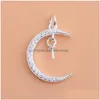 Charms Sterling Sier Micro Inlaid Zircon Accessories Moon Tray With Diamond Handmade Diy Material smycken Tillbehörscharm DHB96