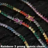 Iced Out Women Men Multicolor Jewelry Colorful Purple Green Red Pink Blue Diamond Necklace Icy Colored Rainbow Tennis Chain