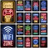 Gamepad Vintage Metal Painting Neon Light Glow Lettering Decorative Tin Sign Game Room Wall Art Plaque Modern Home Decor Aesthetic20x30cm Wo3
