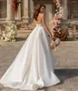 Party Dresses Sexy Sapghetti Straps Wedding Dress 2023 V Neck Appliques Summer Backless High Slite Bridal Gown Court Train Robe De Marie Tulle 230221