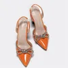 Sandals Great Quality Chic Trendy Orange Pointed Toe Bling Bow Tie Women Shoes Elegant Sexy High Heel Summer Party Office Lady 230220