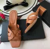 Heels Women Chunky Genuine Slippers 583 Leather Patent Open Toe Slides 2024 Summer Outdoor Slide Designer Woman Shoes 867
