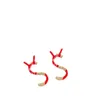 INS Red Letter Eardrop Mulheres Simples Charme de design com diamantes Feminino Trabalho Viagem Ear Stud