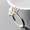 Clusterringen 925 Sterling Silver Ring Opening Retro Lotus