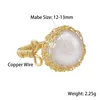 Pierścienie klastra 2023 Naturalne hodowlę słodkowodnych Mabe Pearl Pierścień Copper Drut Duży mosiądz ręcznie robiony dla kobiet klasyczny prezent biżuterii mody