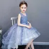 Flickans klänningar Flower Girl Dress Evening Dress Lace High Low Party Dress for Wedding Princess Dress Piano Performance Dress 2-13Y GD006 W0221