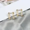 Ohrstecker Quadratische Kette Strass Für Frauen Koreanische Geometrische Goldfarbe Ohrring 2023 Brincos ModeschmuckStud Odet22 Mill22