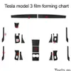 Autocollants de voiture pour Tesla modèle 3 X S panneau de commande central intérieur poignée de porte décalcomanies en fibre de carbone accessoire de style livraison directe M Dhij9