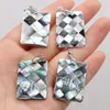 Pendant Necklaces Natural Rectangular Abalone Shell Black White For Jewelry Making DIY Accessories Fit Necklace Earrings Gifts