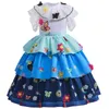 Mädchenkleider Neues Filmrollenspiel Kindermädchenkleid Lila 3D-Blumenkleid Geburtstag für Prinzessinnenparty Kommt Cosplay-Kleidung mit Kopfbedeckung W0221