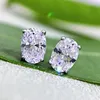 Boucles d'oreilles à tige en argent S925 Dan en forme d'ovale simple 5 7 accessoires européens et américains